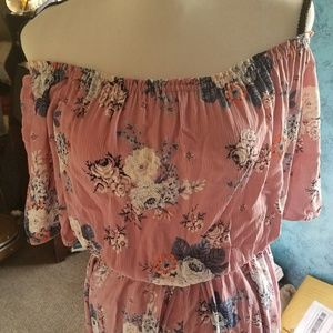 Pink floral romper dress